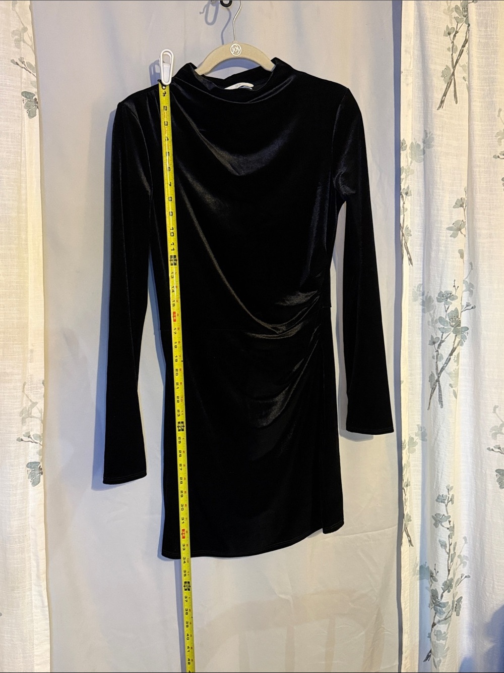 H&M Black Velvet Long-Sleeve Mini Dress
